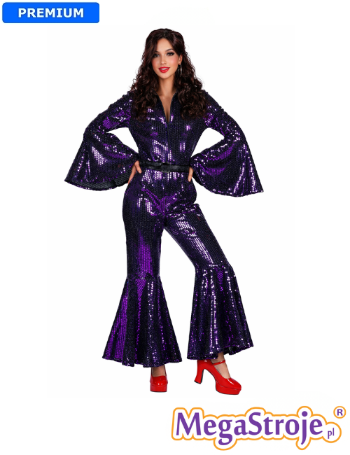 Kostium Królowa Disco fioletowa 